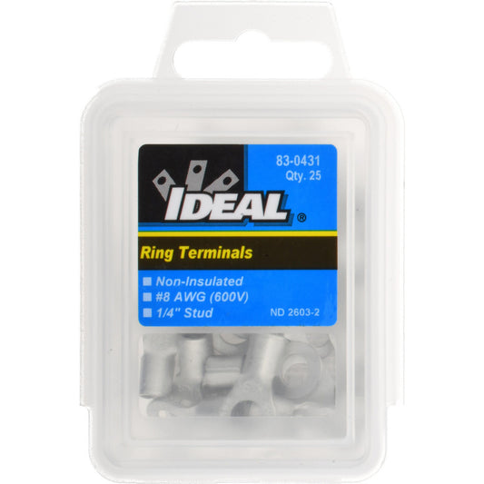 Ideal 83-0431 Circular Ring Terminal Non-Insulated, 8 AWG, Crimp Connection