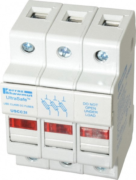 Ferraz Shawmut USCC3I 3 Pole, 600 VAC/VDC, 30 Amp, DIN Rail Mount Fuse Holder