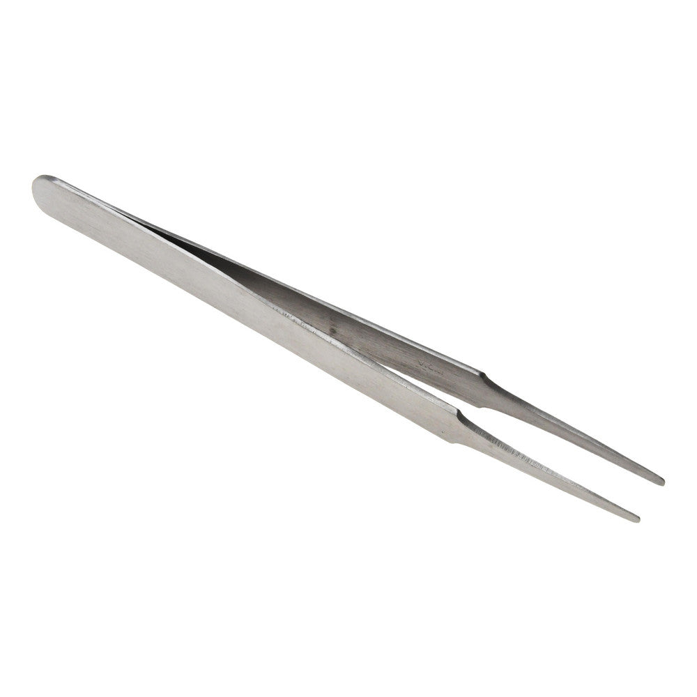 Value Collection 10402A-SS Precision Tweezer 2A-SS, Stainless Steel, Flat Tip with Tapered Edge, Round Tip, 4-3/4" OAL