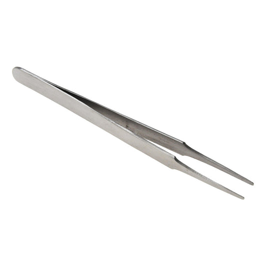 Value Collection 10402A-SS Precision Tweezer 2A-SS, Stainless Steel, Flat Tip with Tapered Edge, Round Tip, 4-3/4" OAL