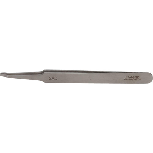 Value Collection 10402AD-SA Precision Tweezer 2AD-SA, Stainless Steel, Flat Tip & Thin Tapered Edge, Round Tip, 4-3/4" OAL