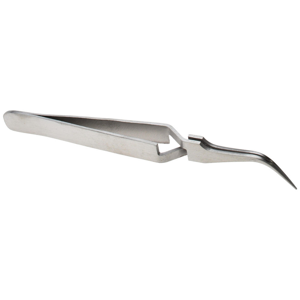 Value Collection 10477-SS Reverse Action Tweezer N7, Curved Tip, 4-11/32" OAL