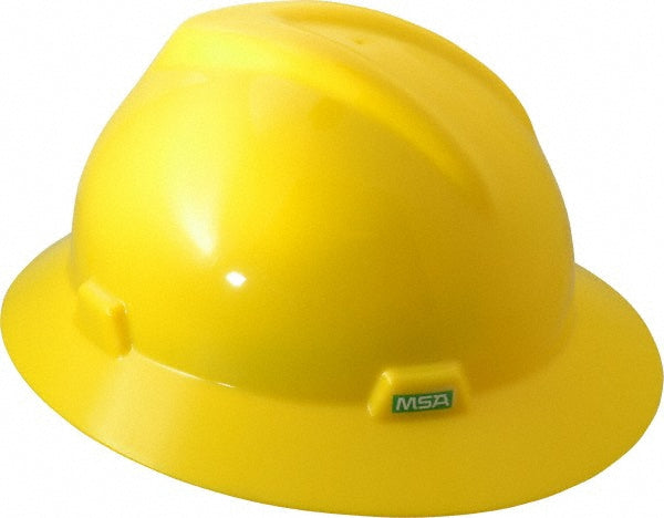 MSA 10058318 Hard Hat Impact Resistant, Full Brim, Type 1, Class E, 8-Point Suspension