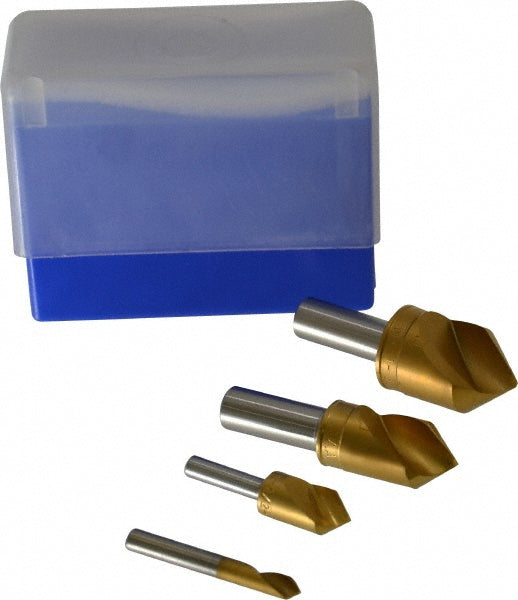 M.A. Ford 64T100002 Countersink Set 4 Pc, 1/4 to 1" Head Dia, 1 Flute, 82 &deg Included Angle