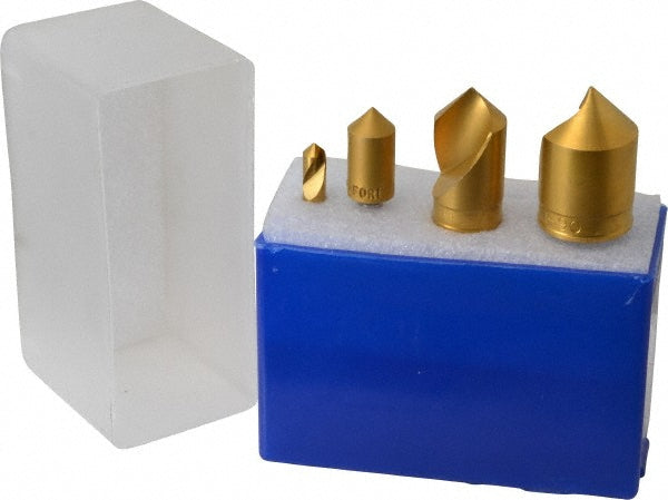 M.A. Ford 64T100003 Countersink Set 4 Pc, 1/4 to 1" Head Dia, 1 Flute, 90 &deg Included Angle