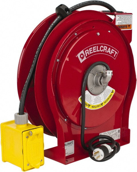 Reelcraft L 5550 123 7 Cord & Cable Reel 12 AWG, 50' Long, Duplex Outlet Box with GFCI End
