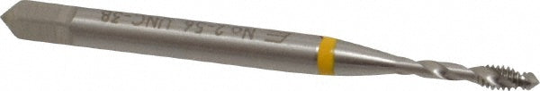 Emuge BU501010.5001 Spiral Flute Tap #2-56 UNC, 2 Flutes, Modified Bottoming, 3B Class of Fit, Cobalt, Bright/Uncoated