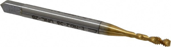 Emuge BU513700.5001 Spiral Flute Tap #2-56 UNC, 2 Flutes, Bottoming, 2B Class of Fit, Cobalt, TIN Coated