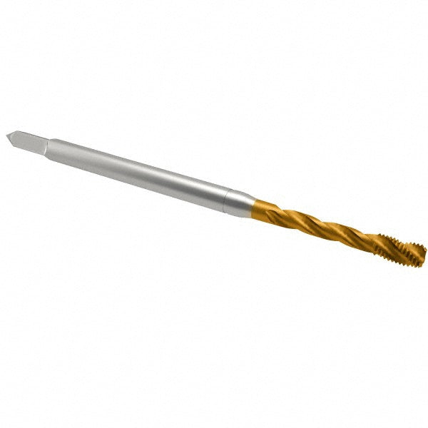 Emuge BU513700.5006 Spiral Flute Tap #8-32 UNC, 3 Flutes, Bottoming, 2B Class of Fit, Cobalt, TIN Coated