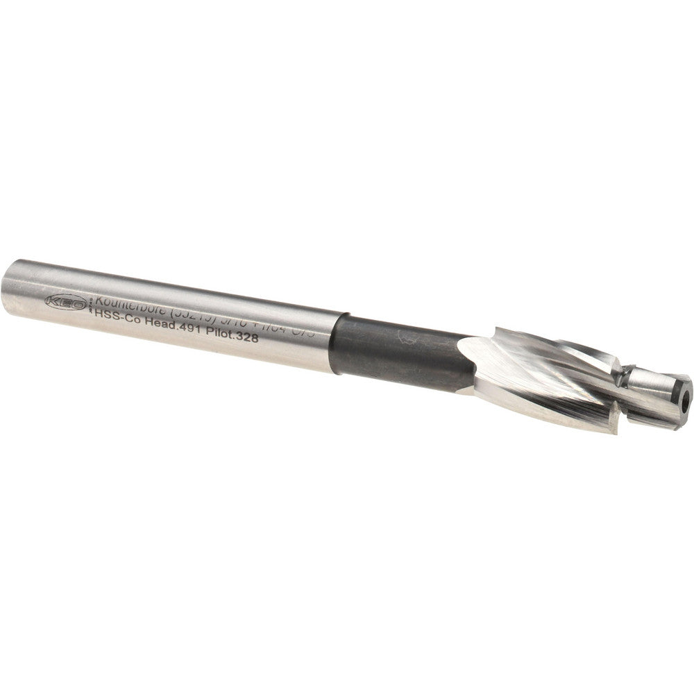 Keo 902-000-020 Solid Pilot Counterbore 0.491" Dia, 0.328" Pilot, 3 Flutes