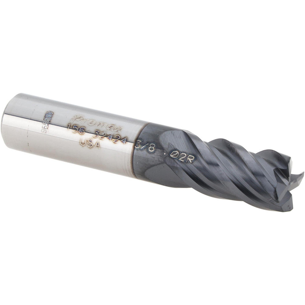 ProMax 156-32424 Corner Radius End Mill 7/16" Dia, 5/8" LOC, 0.0200" Radius, 4 Flute, Solid Carbide