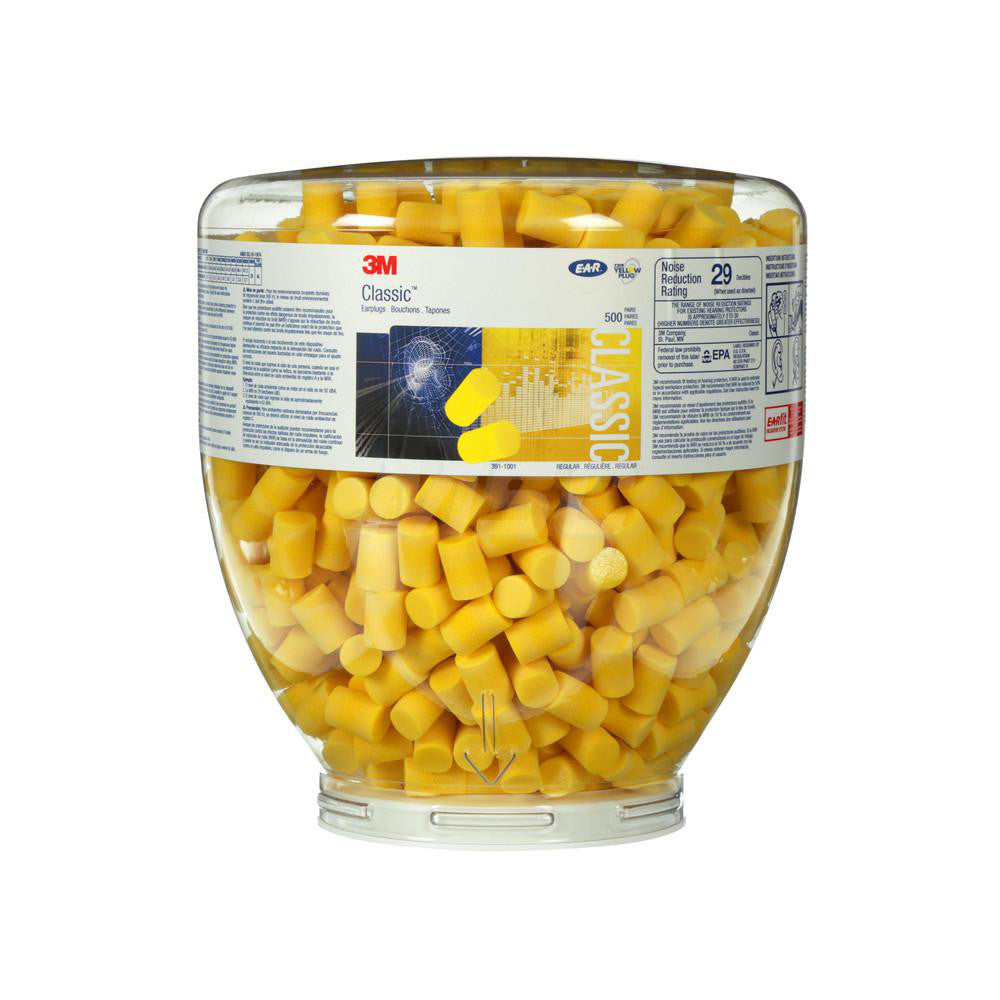 3M 7000002298 Earplug Dispenser Refill 500Pr, Foam, Barrel Shape, 29dB