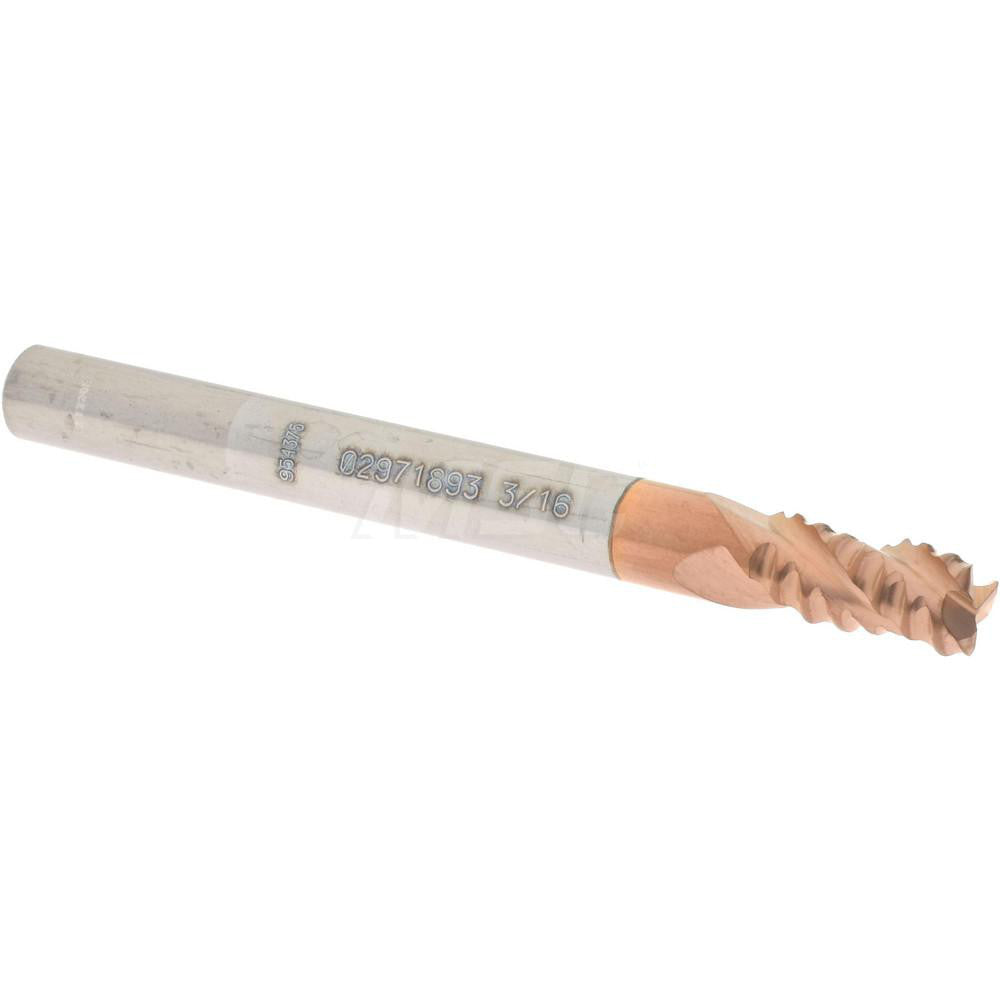 Accupro 02971893 Square End Mill 3/16'' Dia, 3/8'' LOC, 3/16'' Shank Dia, 2'' OAL, 3 Flutes, Solid Carbide