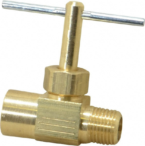 Parker NV108P-2 Needle Valve Straight, 1/8" Pipe, Female x Female End, Brass Body
