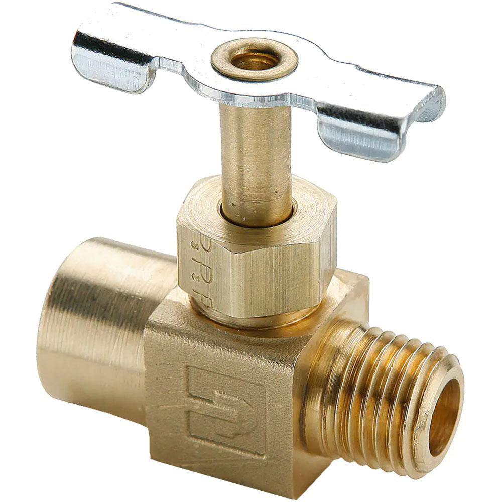 Parker NV108P-4 Needle Valve Straight, 1/4" Pipe, Female x Female End, Brass Body