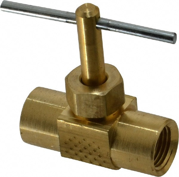Parker NV109P-2 Needle Valve Straight, 1/8" Pipe, Female Pipe to Female Pipe End, Brass Body