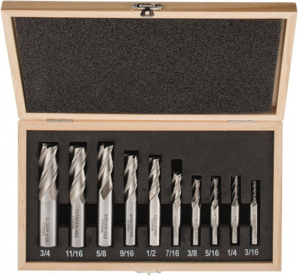 Value Collection 320-1002 End Mill Set 4 Flute, Square End