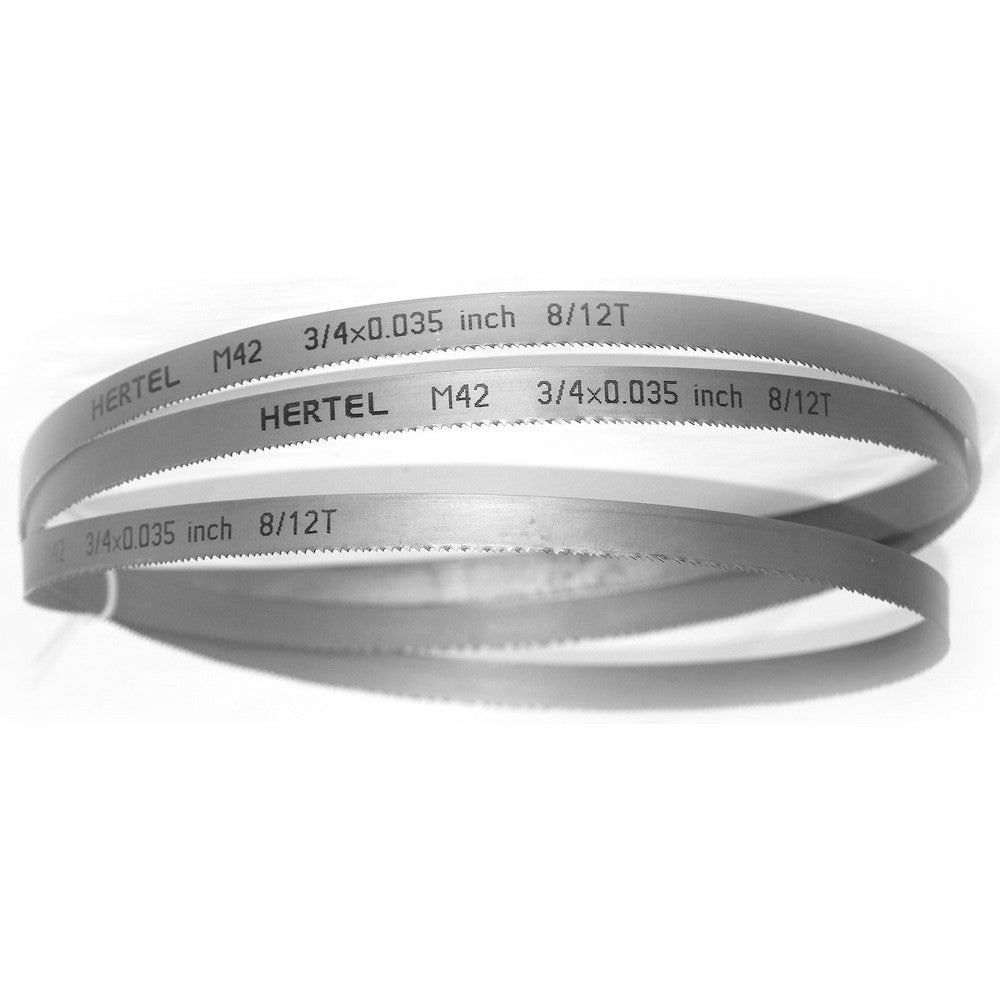 Hertel 96147 Welded Band Saw Blades Blade Length (Feet) 12' 10  Blade Width (Inch) 3/4  Teeth Per Inch 8-12  Blade Material Bi-Metal  Tooth Material M42 High Speed Steel  Tooth Form Straight