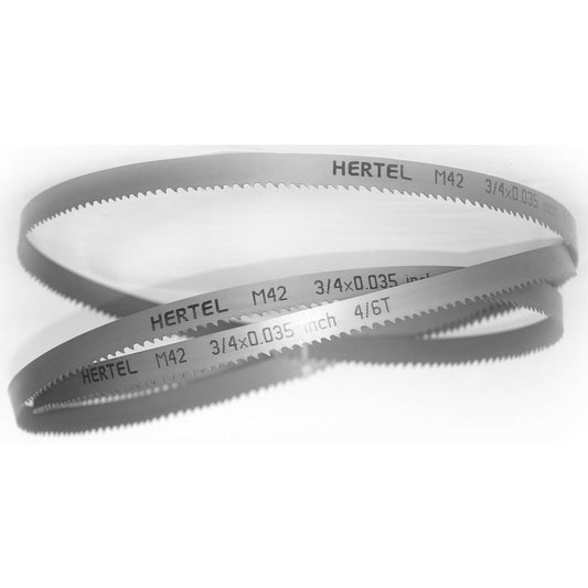 Hertel 96133 Welded Band Saw Blades Blade Length (Feet) 10'  Blade Width (Inch) 3/4  Teeth Per Inch 4-6  Blade Material Bi-Metal  Tooth Material M42 High Speed Steel  Tooth Form Duplex
