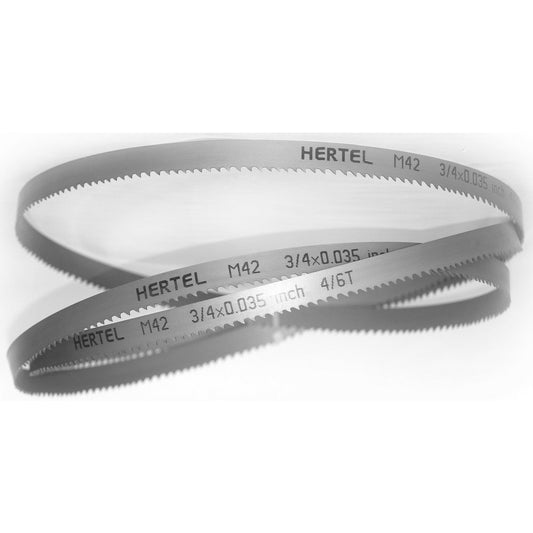 Hertel 96140 Welded Band Saw Blades Blade Length (Feet) 11' 6  Blade Width (Inch) 3/4  Teeth Per Inch 4-6  Blade Material Bi-Metal  Tooth Material M42 High Speed Steel  Tooth Form Duplex