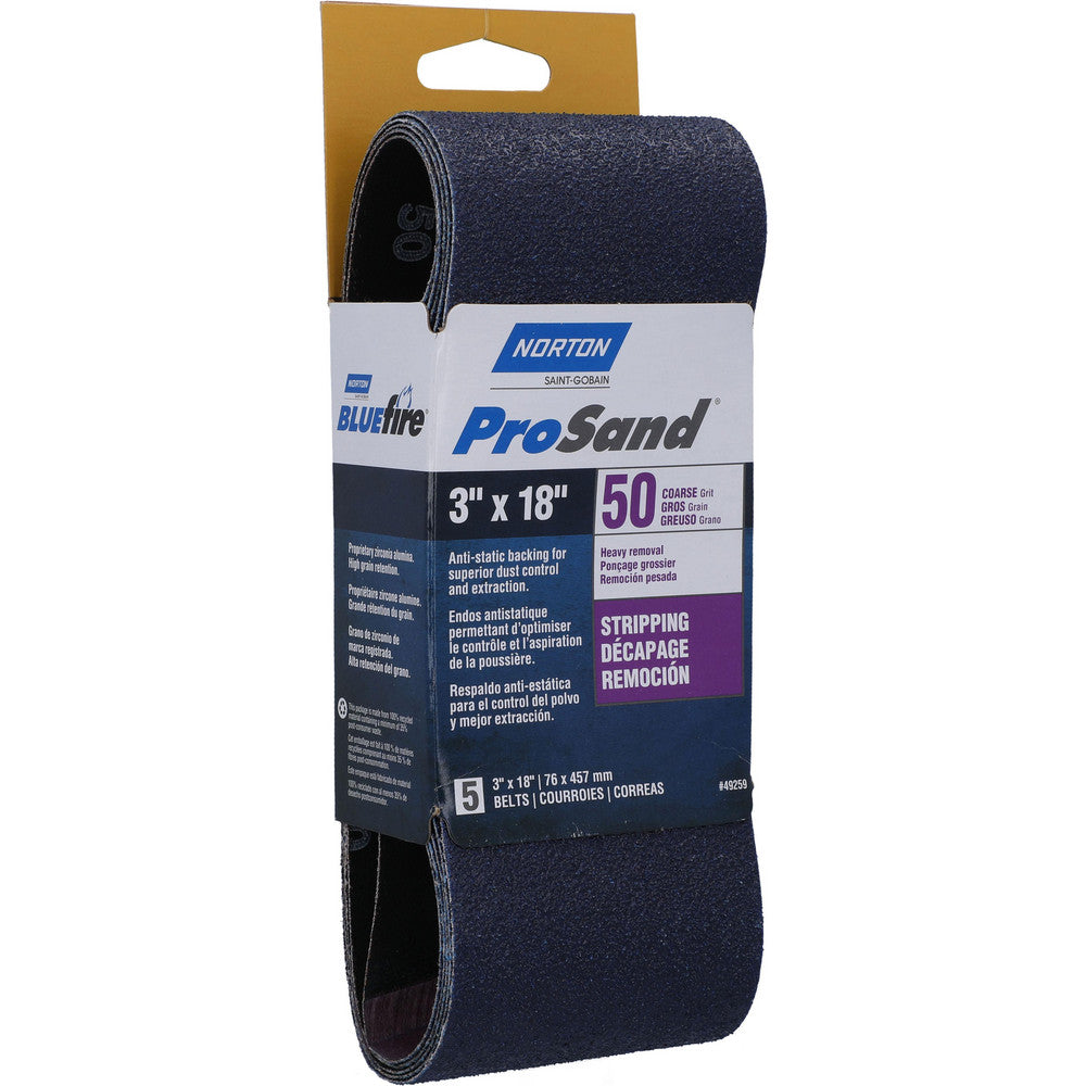 Norton 07660749259 Abrasive Belt 3" Wide, 18" Long, 50 Grit, Zirconia Alumina