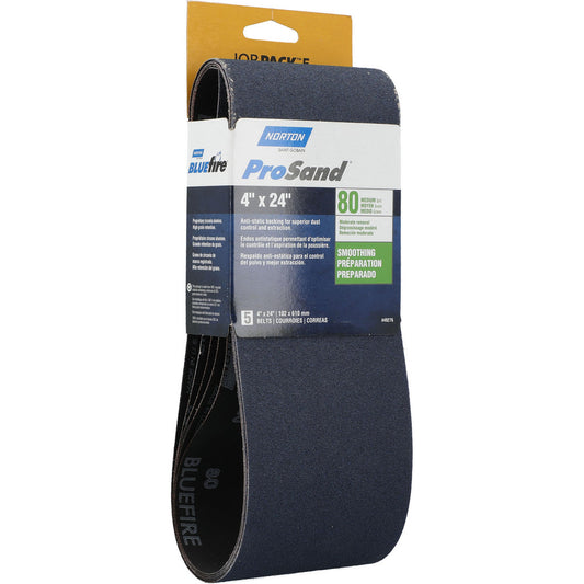 Norton 07660749276 Abrasive Belt 4" Wide, 24" Long, 80 Grit, Zirconia Alumina