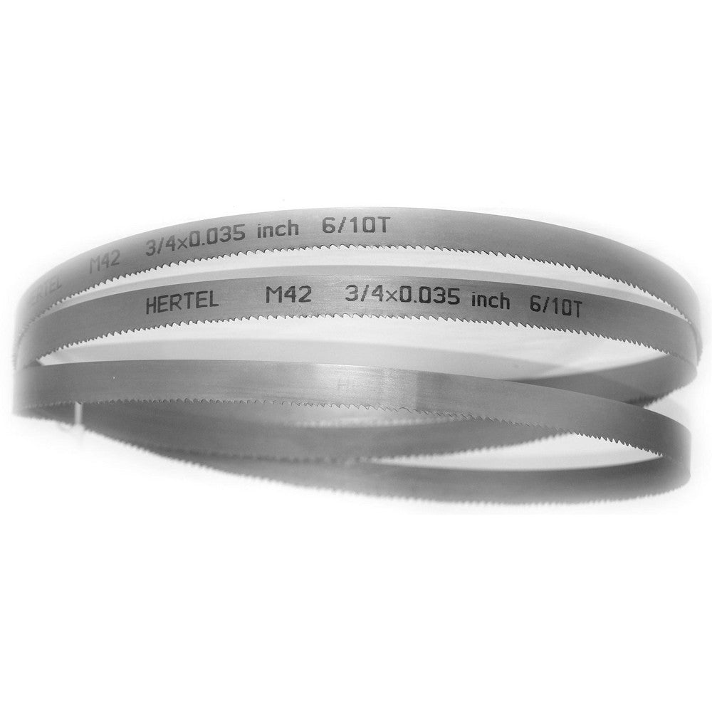 Hertel 96128 Welded Band Saw Blades Blade Length (Feet) 9'  Blade Width (Inch) 3/4  Teeth Per Inch 6-10  Blade Material Bi-Metal  Tooth Material M42 High Speed Steel  Tooth Form Straight
