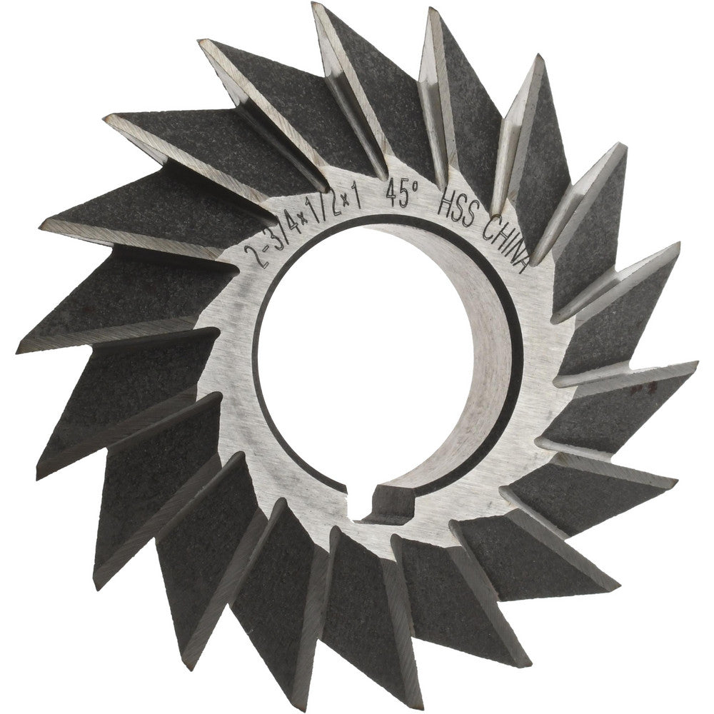 Value Collection 328-4211 Double Angle Milling Cutter 45 &deg, 2-3/4" Cut Dia, 1/2" Cut Width, 1" Arbor Hole, High Speed Steel