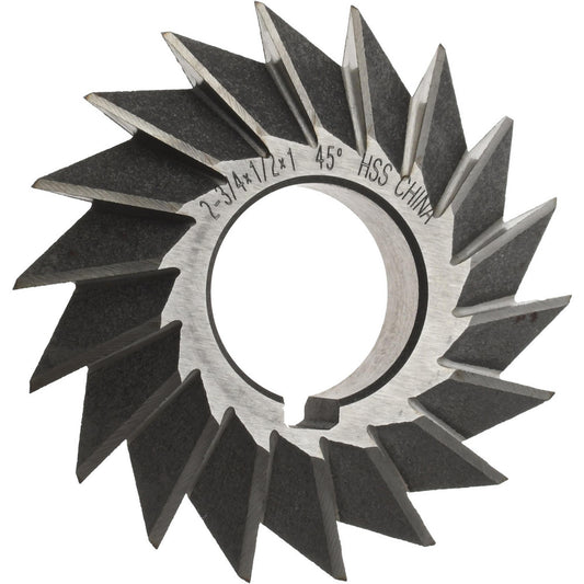 Value Collection 328-4211 Double Angle Milling Cutter 45 &deg, 2-3/4" Cut Dia, 1/2" Cut Width, 1" Arbor Hole, High Speed Steel