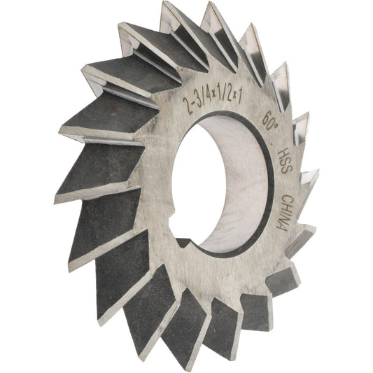 Value Collection 328-5211 Double Angle Milling Cutter 60 &deg, 2-3/4" Cut Dia, 1/2" Cut Width, 1" Arbor Hole, High Speed Steel