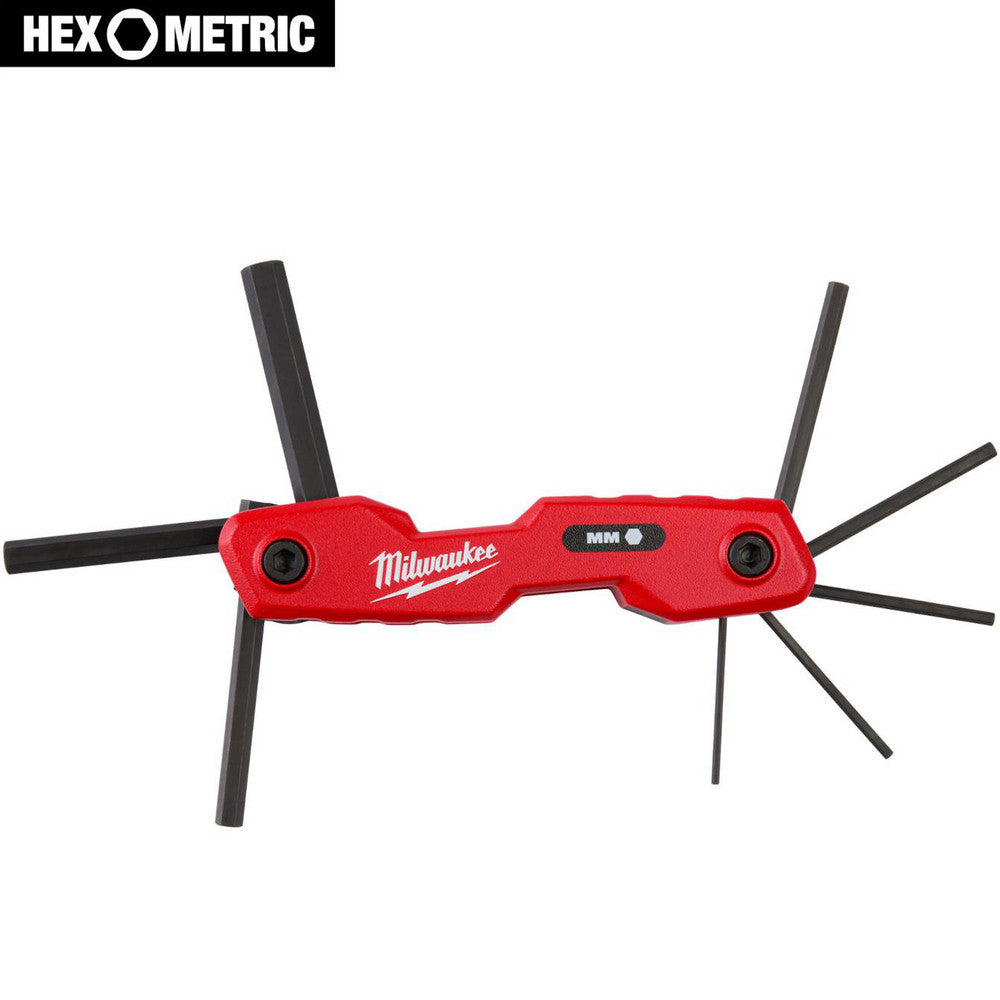 Milwaukee Tool 48-22-2182 Hex Key Sets Ball End No  Tool Type Hex Key Set  Handle Type Folding  Measurement Type Metric  Hex Size 1.5mm, 2mm, 2.5mm, 3mm, 4mm, 5mm,6mm, 8mm  Material Aluminum Steel