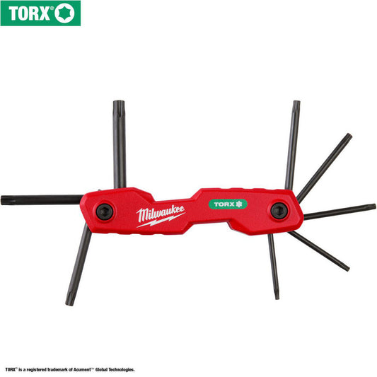 Milwaukee Tool 48-22-2184 Hex Key Sets Ball End No  Tool Type Hex Key Set  Handle Type Folding  Measurement Type Torx  Hex Size T9, T10, T15, T20, T25, T27, T30, T40  Material Aluminum Steel