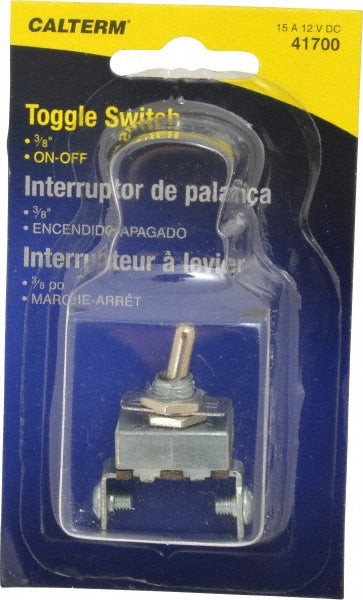 Gardner Bender 41700 2 Position, 12 Volt, 15 Amp, 1/2 Hole Diam, Metal Toggle Switch