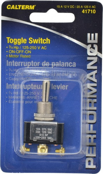 Gardner Bender 41710 3 Position, 12 Volt, 15 Amp, 1/2 Hole Diam, Metal Toggle Switch