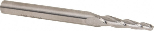 Kyocera SGS Precision Tools 32408 Tapered End Mill 3 deg Angle per Side, 1/8" Small Dia, 1" LOC, 3 Flute, Solid Carbide, Ball End