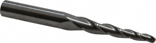 Kyocera SGS Precision Tools 32422 Tapered End Mill 3 deg Angle per Side, 5/32" Small Dia, 1-3/4" LOC, 3 Flute, Solid Carbide, Ball End