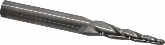Kyocera SGS Precision Tools 32424 Tapered End Mill 5 deg Angle per Side, 1/8" Small Dia, 1-1/2" LOC, 3 Flute, Solid Carbide, Ball End
