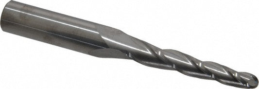 Kyocera SGS Precision Tools 32434 Tapered End Mill 2 deg Angle per Side, 1/4" Small Dia, 2" LOC, 3 Flute, Solid Carbide, Ball End