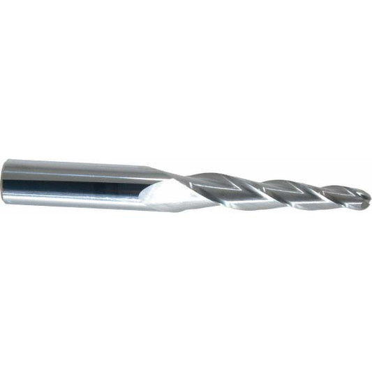 Kyocera SGS Precision Tools 32436 Tapered End Mill 3 deg Angle per Side, 1/4" Small Dia, 2" LOC, 3 Flute, Solid Carbide, Ball End