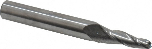 Kyocera SGS Precision Tools 32438 Tapered End Mill 5 deg Angle per Side, 1/4" Small Dia, 1-1/4" LOC, 3 Flute, Solid Carbide, Ball End