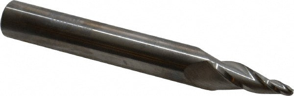 Kyocera SGS Precision Tools 32442 Tapered End Mill 10 deg Angle per Side, 1/8" Small Dia, 1" LOC, 3 Flute, Solid Carbide, Ball End