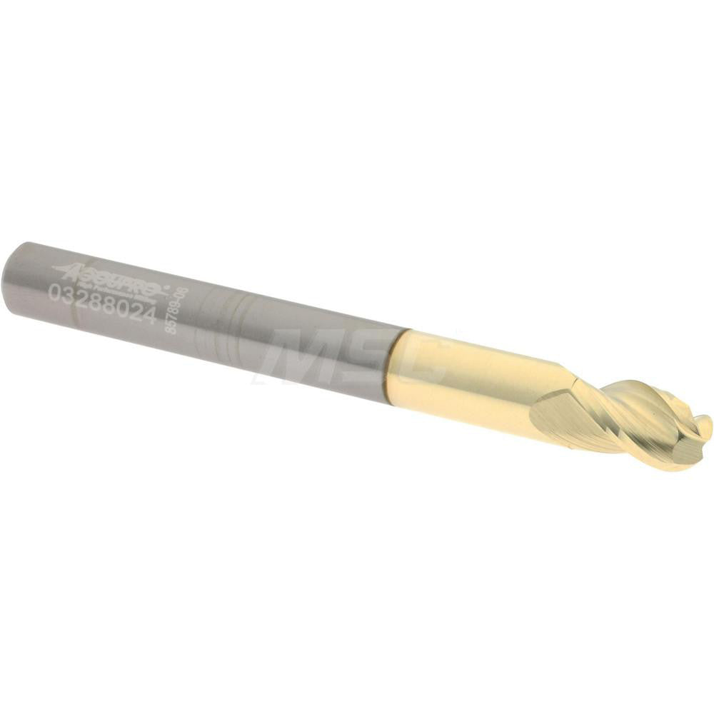 Accupro 315227 Ball End Mill 1/4" Dia, 3/8" LOC, 3 Flute, Solid Carbide