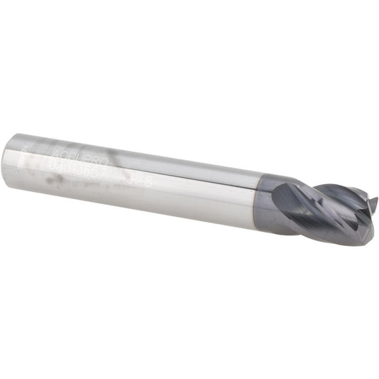 Accupro 03313657 Barrel Cutter End Mills End Type Lens Form  Material Solid Carbide  Taper Angle Per Side 0  Small End Diameter (mm) 9.53  Shank Diameter (mm) 9.53  Length of Cut (mm) 11.11
