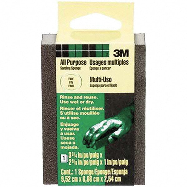 3M 7100237087 Sanding Sponge 2-5/8" Wide, 3-3/4" Long, 1" Thick, Fine Grade