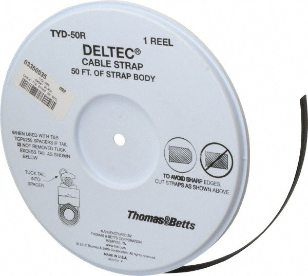 Thomas & Betts TYD-50R Cable Tie 50" Long, Black, Nylon, Hook & Loop Strap