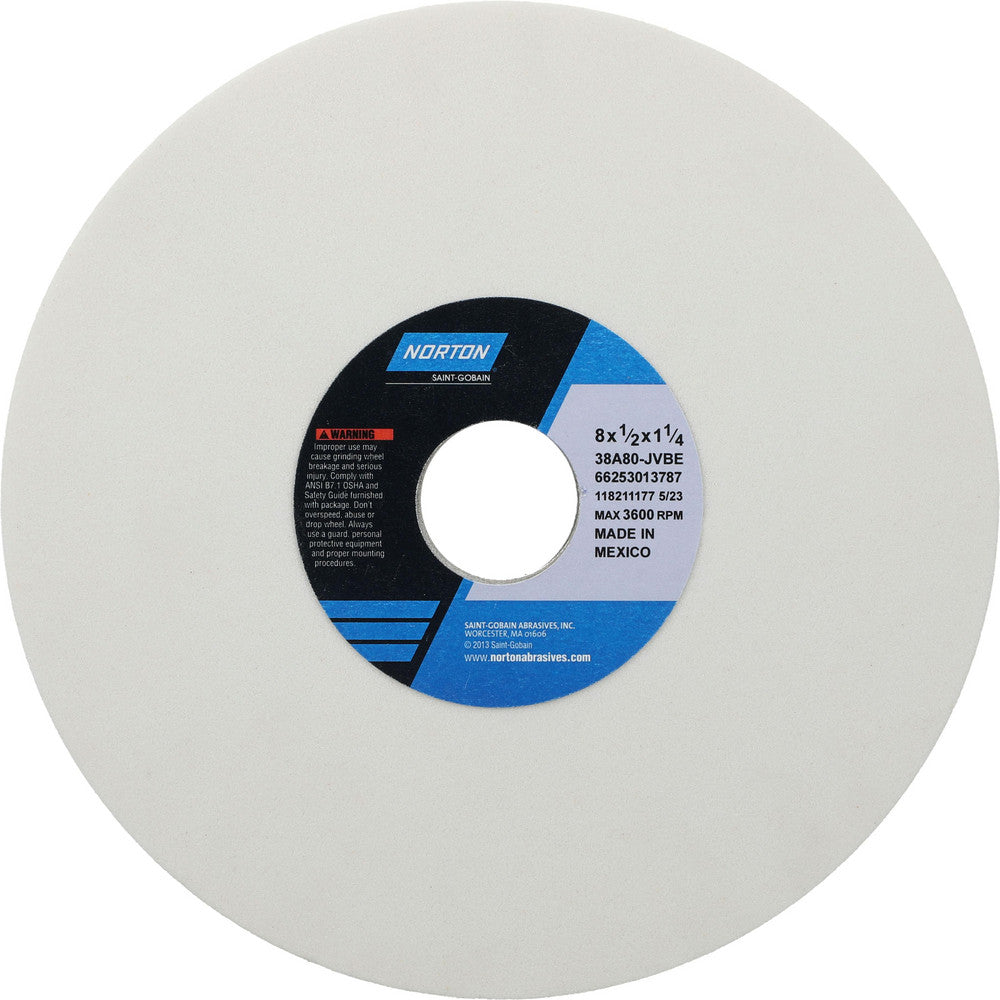 Norton 66253013787 Surface Grinding Wheel 8" Dia, 1/2" Thick, 1-1/4" Hole, 80 Grit, J Hardness