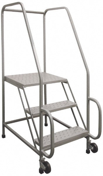 PW Platforms TR3SFH30W21NS Steel Tilt & Roll Rolling Ladder 30" Platform, 3 Step
