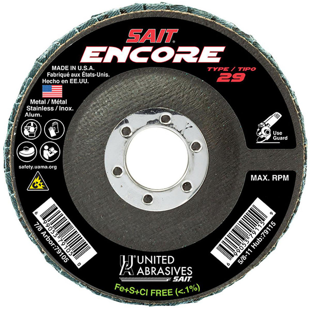 Sait 71219 Flap Disc  4-1/2" Dia, 80 Grit, Zirconia Alumina, Type 27