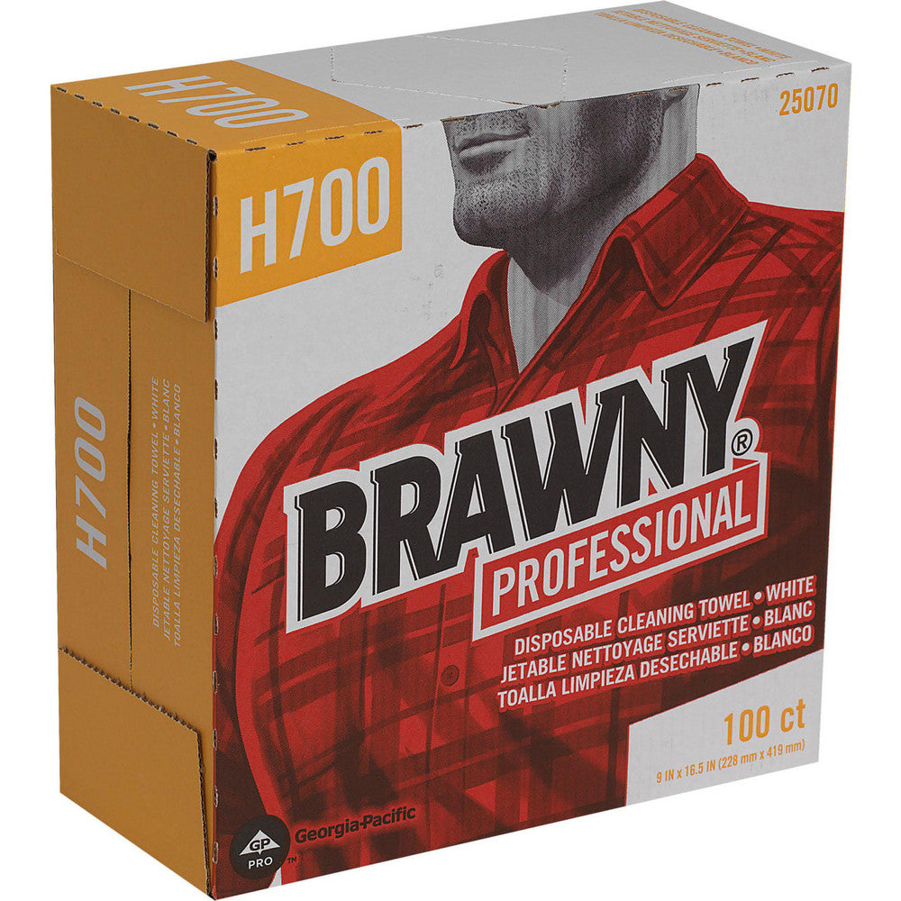 Brawny Professional 25070 H700 Disposable Cleaning Towels, Tall Box, White