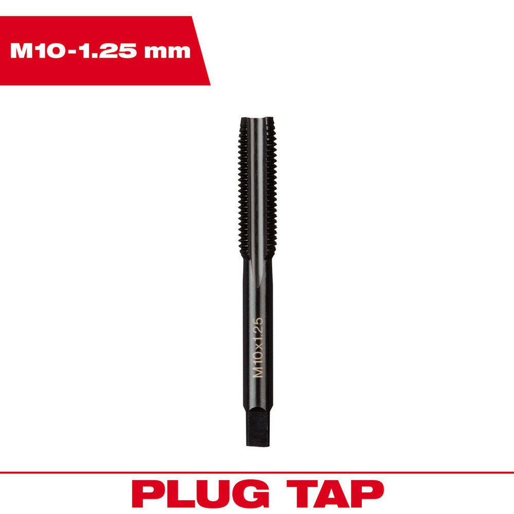 Milwaukee Tool 49-57-5153 Straight Flute Taps Tap Type Straight Flute  Thread Size (mm) M10x1.25  Chamfer Plug  Material High-Carbon Steel  Coating/Finish Black Oxide  Thread Direction Right Hand